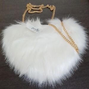 Stylish White Faux Fur Crossbody Bag